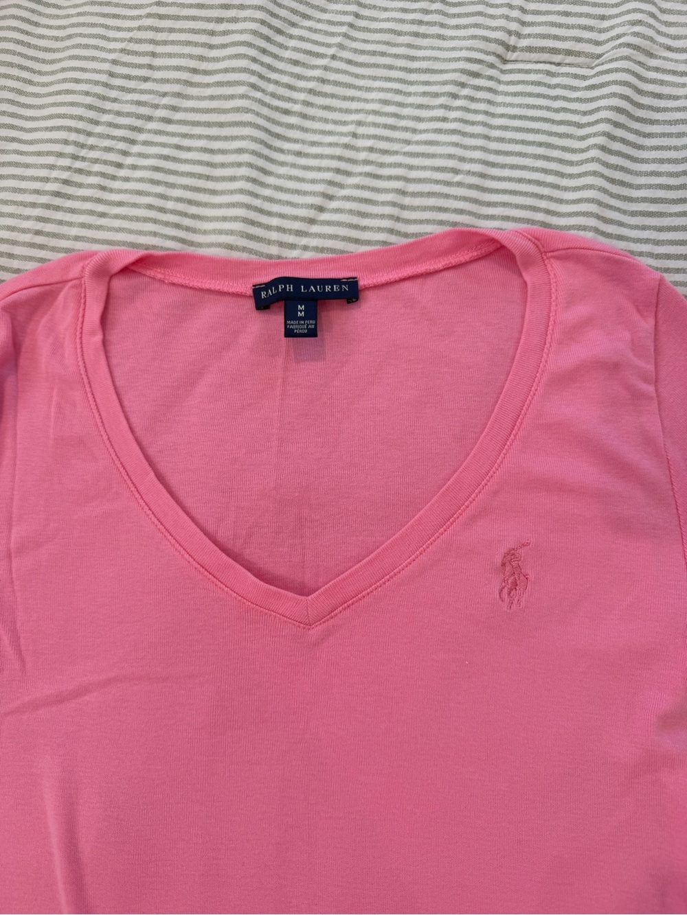Ralph Lauren Pink Short Sleeve V-Neck Tee - Picture 2 of 3